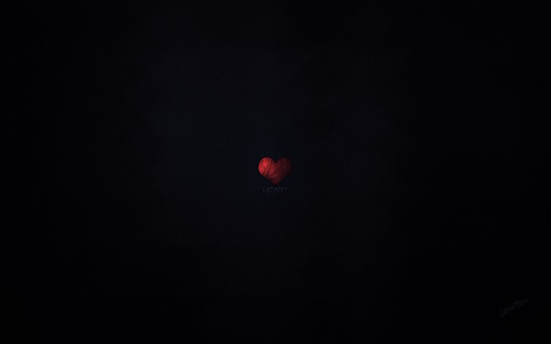 Red Heart on Black Background — Minimalist