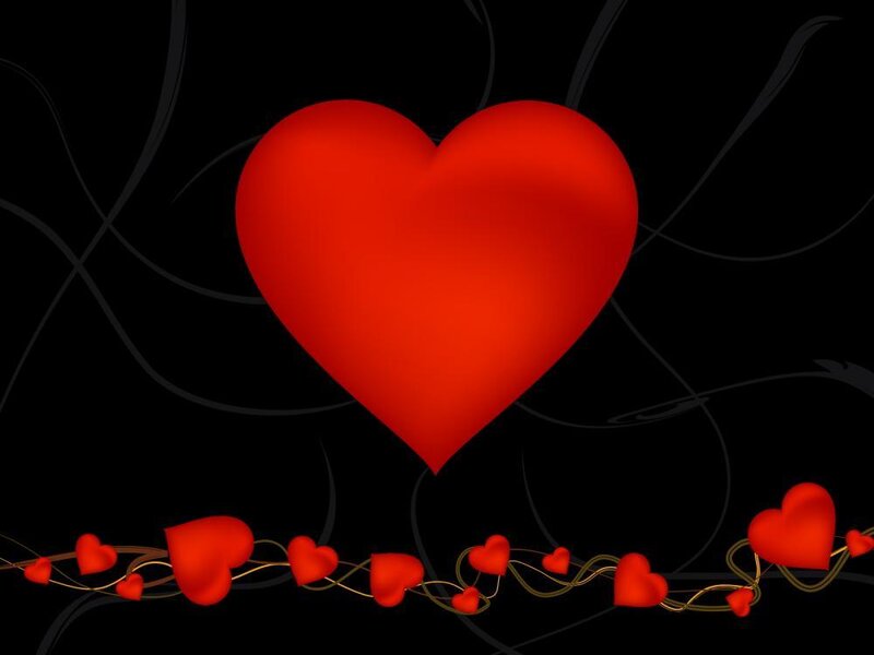 Red Heart on Black Background