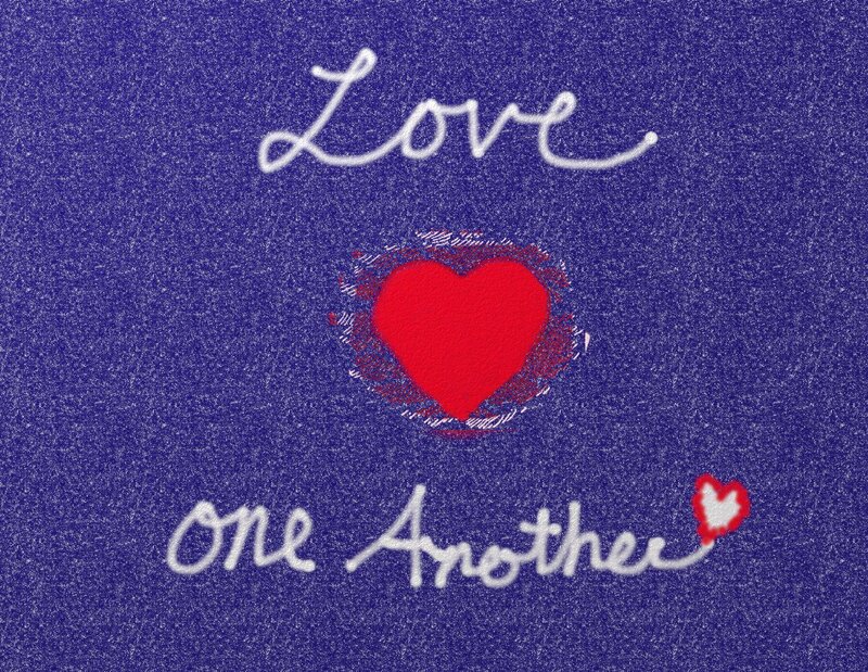 Red Heart on Blue