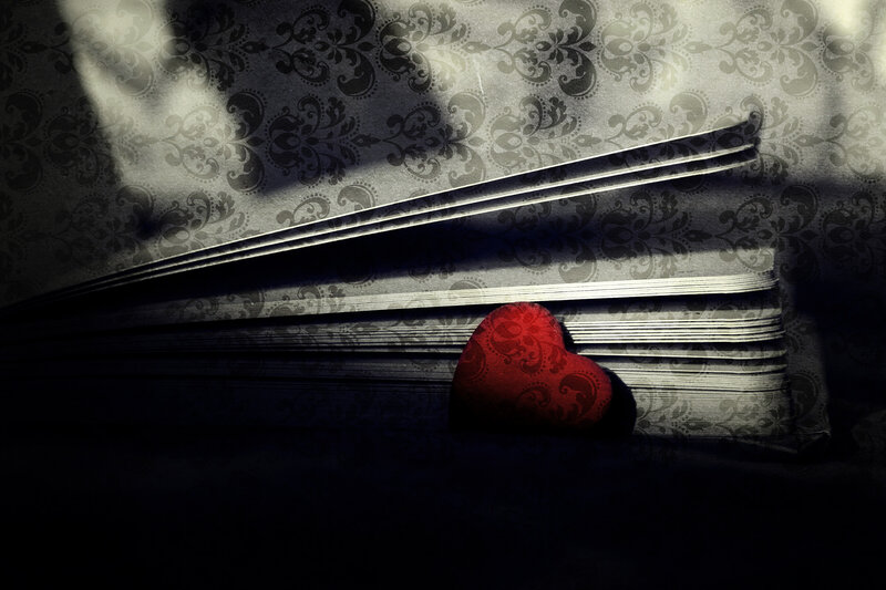 Red Heart on Book — Dramatic