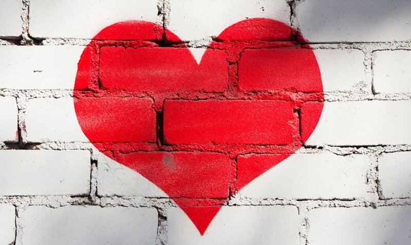 Red Heart on Brick Wall — Calm
