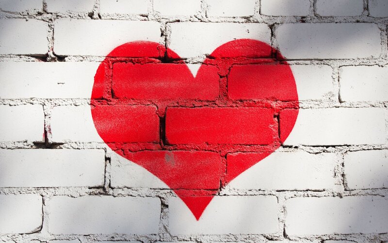 Red Heart on Brick Wall