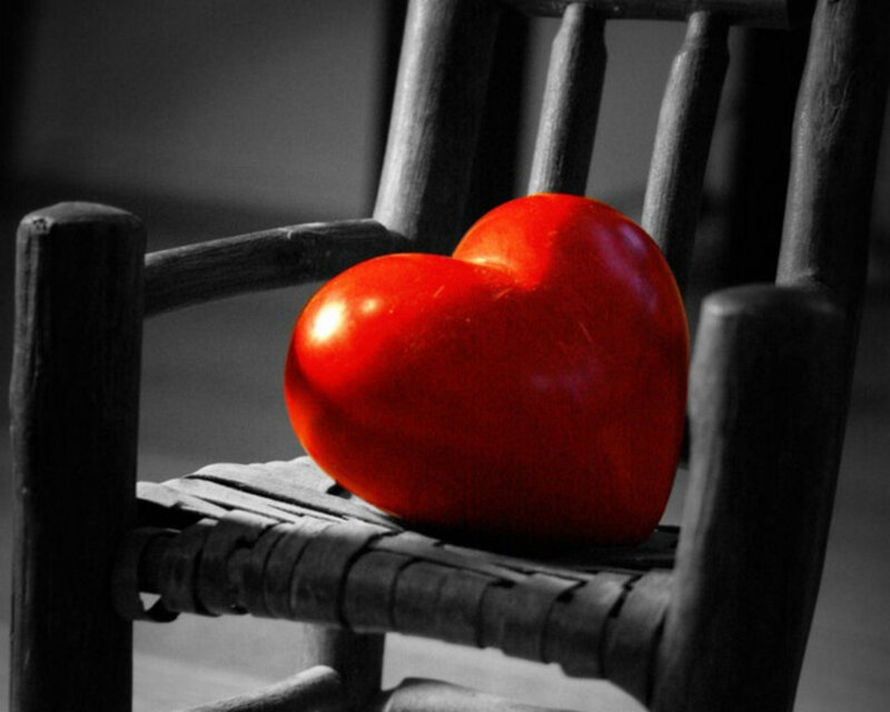 Red Heart on Chair — Dramatic