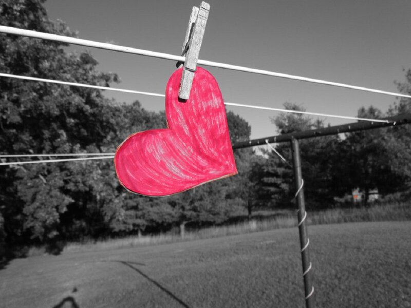 Red Heart on Clothesline — Serene, Afternoon