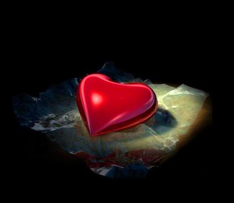 Red Heart on Crumpled Paper