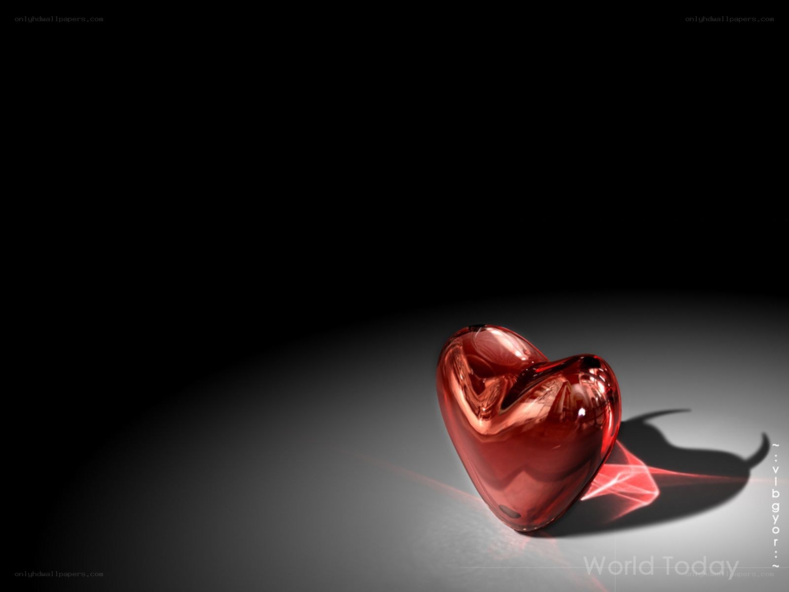 Red heart on dark background