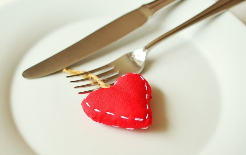 Red Heart on Fork — Calm, Photograph