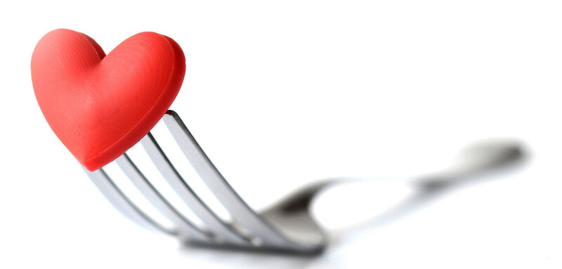 Red Heart on Fork — Clean, Photograph