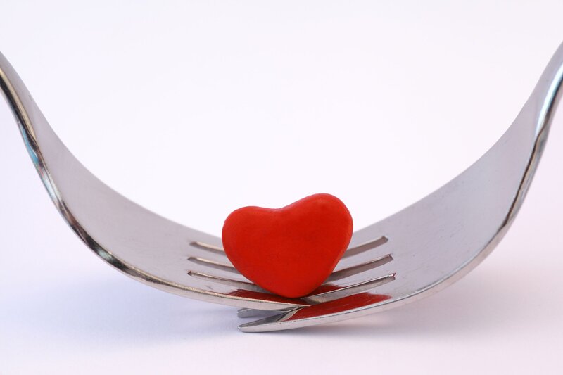 Red Heart on Fork — Minimalist