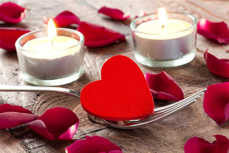 Red Heart on Fork — Romantic, Photograph
