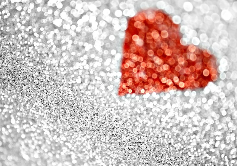 Red Heart on Glitter — Silver