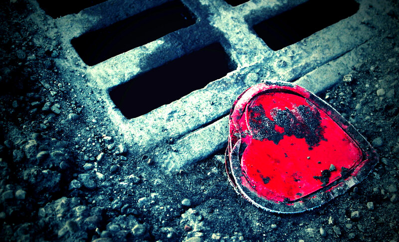 Red Heart on Ground — Dramatic