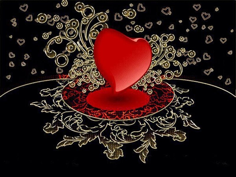 Red Heart on Ornate Base