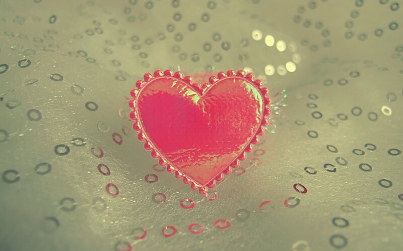 Red Heart on Patterned Surface — Romantic