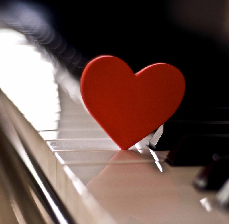 Red Heart on Piano Keys — Romantic