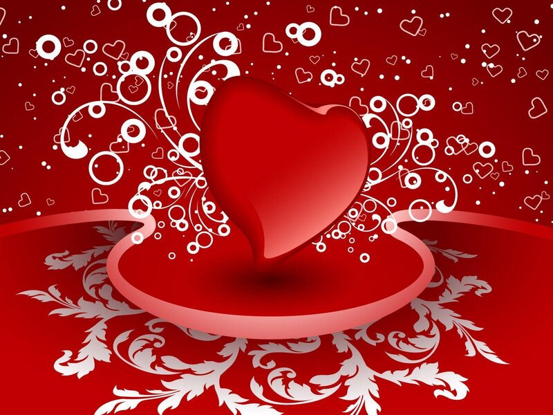 Red Heart on Red Background — Romantic, Digital Art, Circles