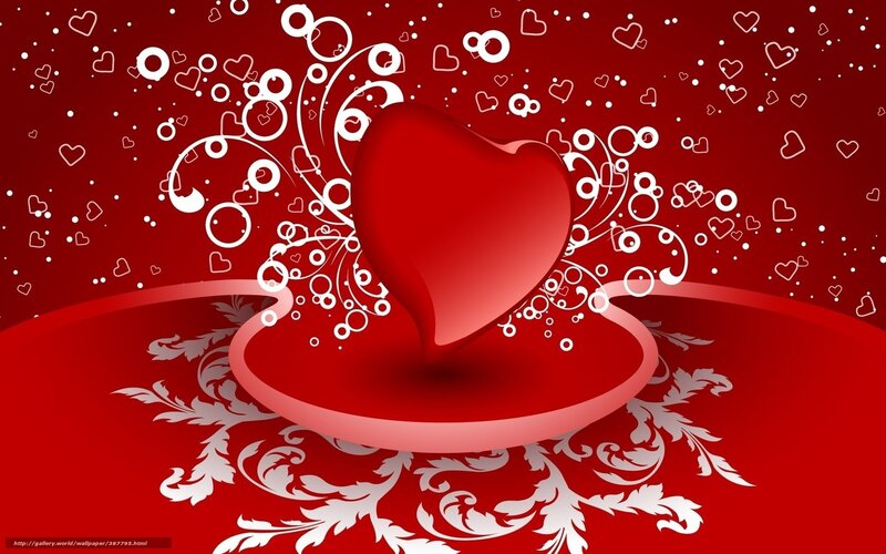 Red Heart on Red Background — Romantic, Digital Art, Hearts, Circles