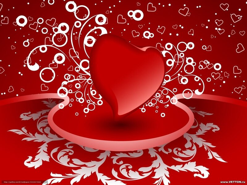 Red Heart on Red Background — Romantic, Digital Art, Hearts