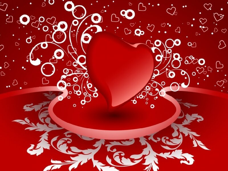 Red Heart on Red Background — Romantic, Digital Art, Swirls