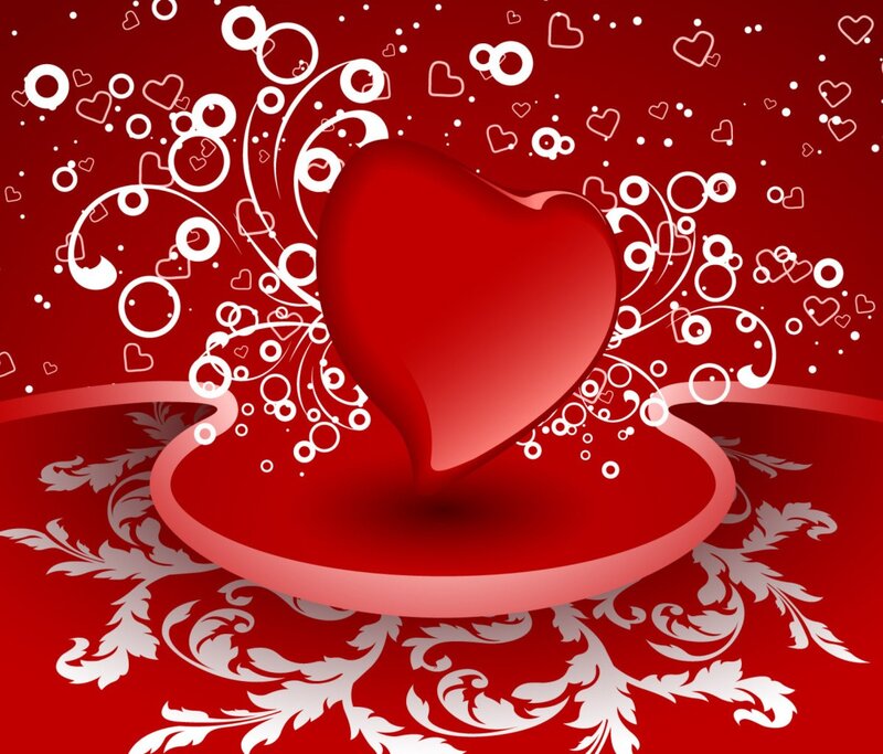 Red Heart on Red Background — Romantic, Vector Art