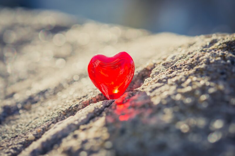 Red Heart on Rock