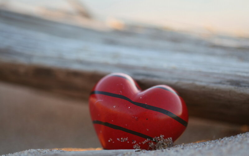 Red Heart on Sand
