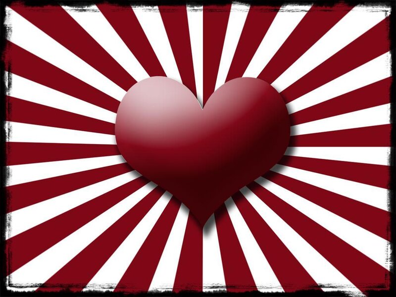 Red Heart on Striped Background