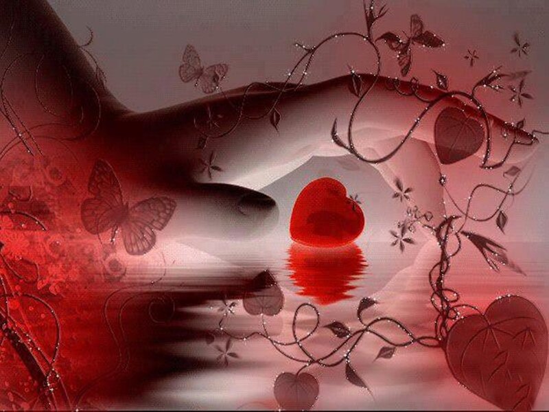Red Heart on Water — Romantic
