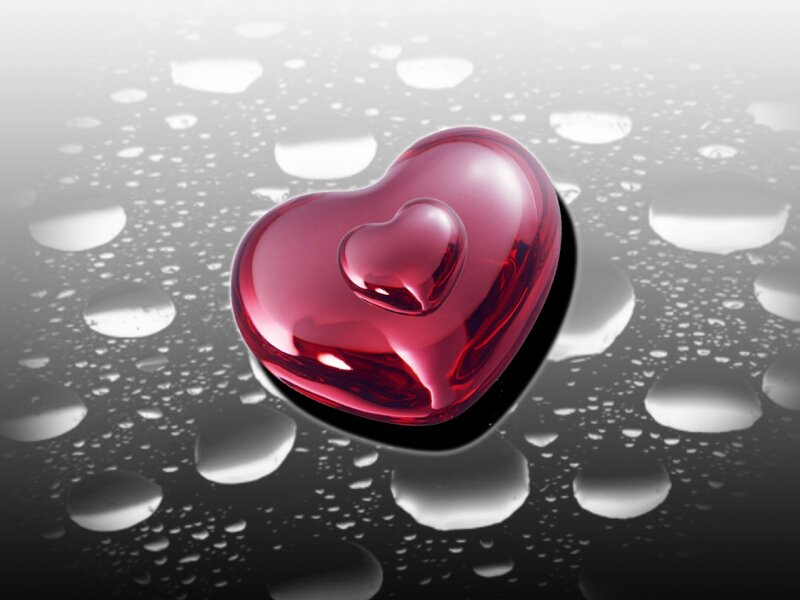 Red Heart on Wet Surface — Calm