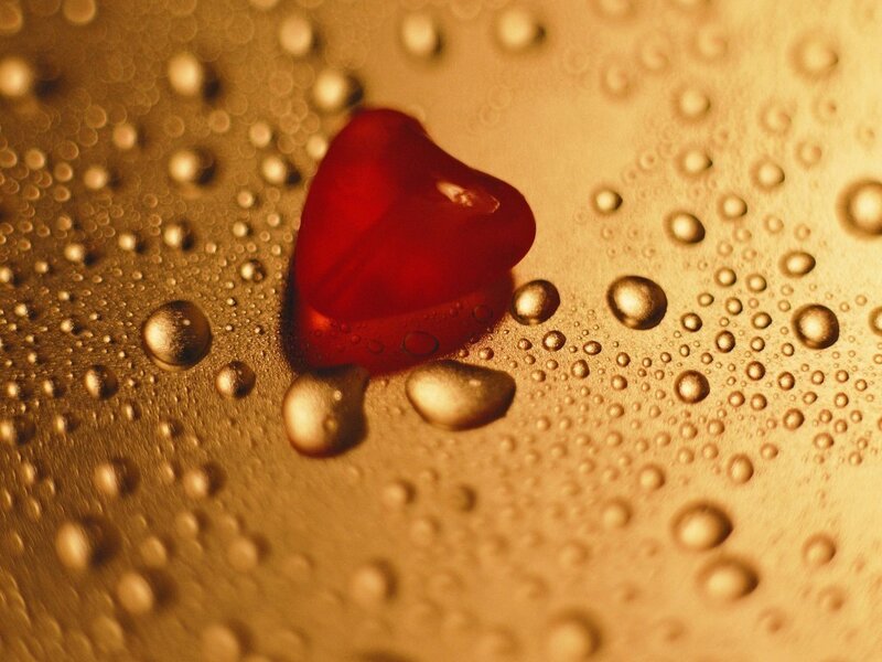 Red Heart on Wet Surface — Romantic