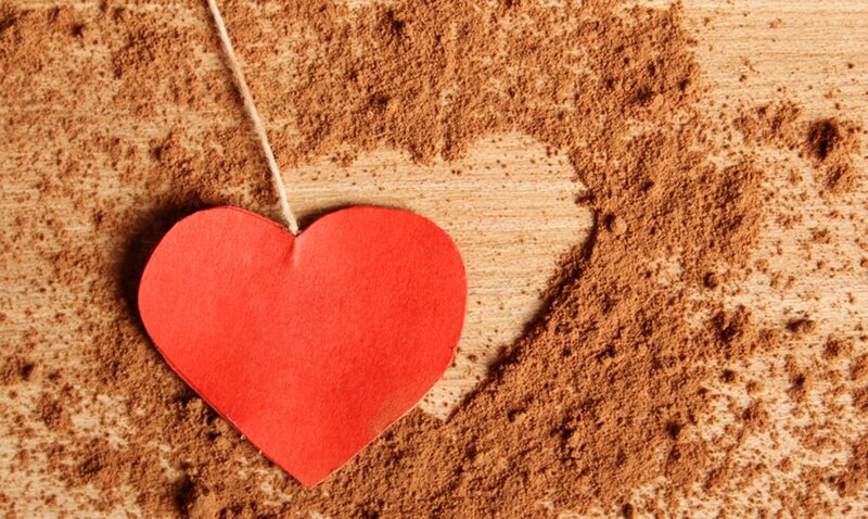 Red Heart on Wood — Calm, Photograph, Cocoa Powder
