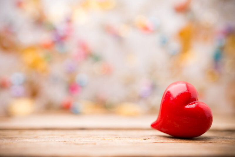 Red Heart on Wood — Calm, Photograph, Wood Surface, Bokeh Background