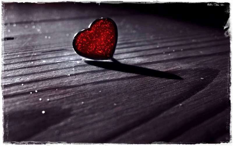 Red Heart on Wood — Dramatic, Photograph
