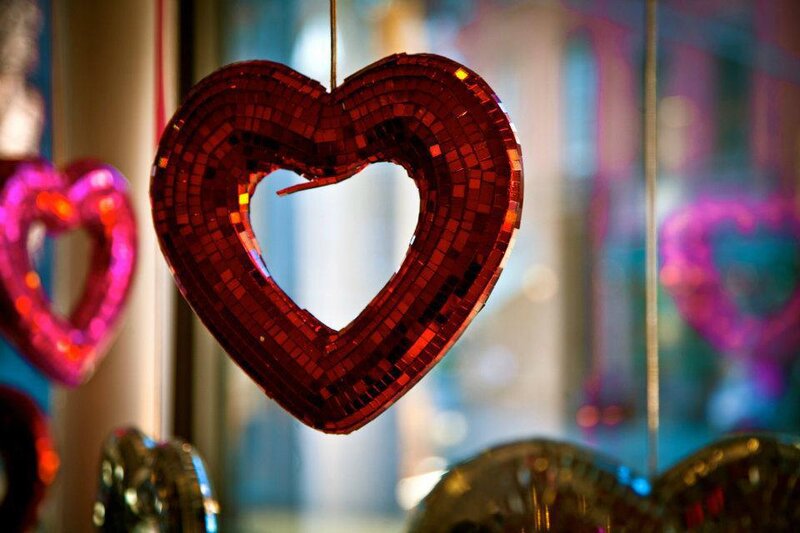 Red Heart Ornament — Festive, Photograph, Mirror
