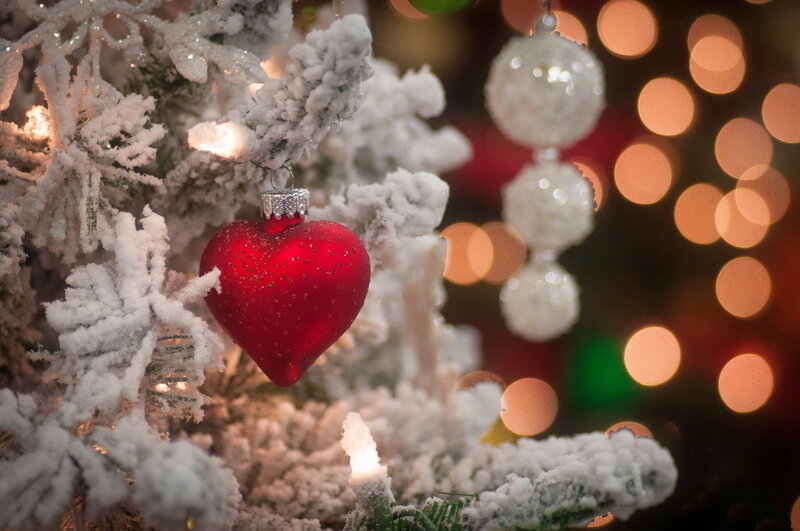Red Heart Ornament — Festive, Winter, Photograph