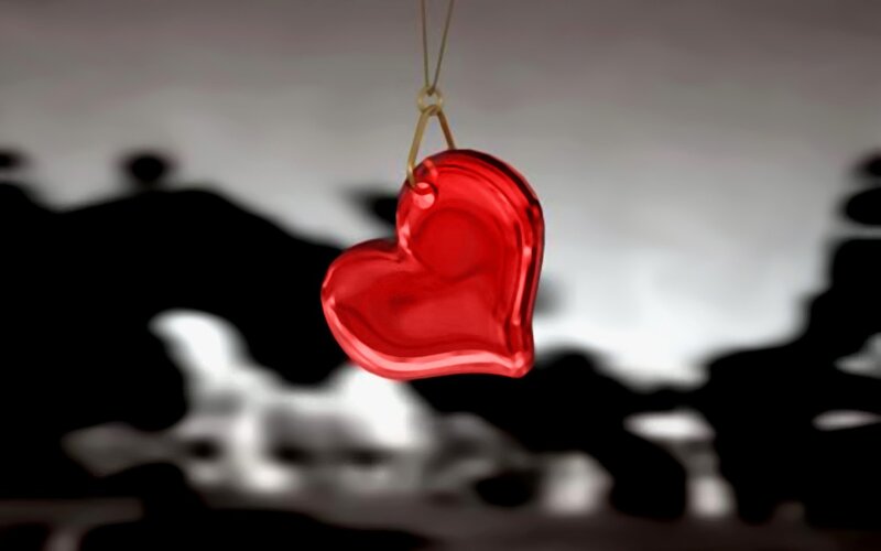 Red heart ornament hanging