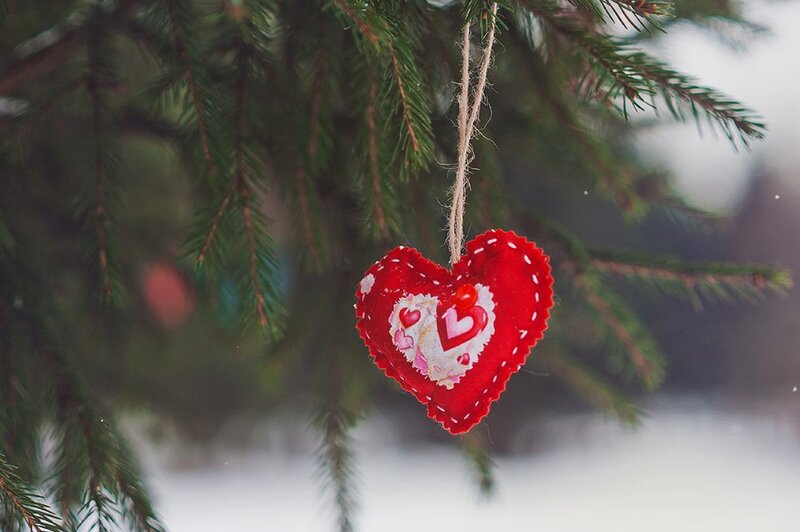 Red Heart Ornament — Peaceful, Winter