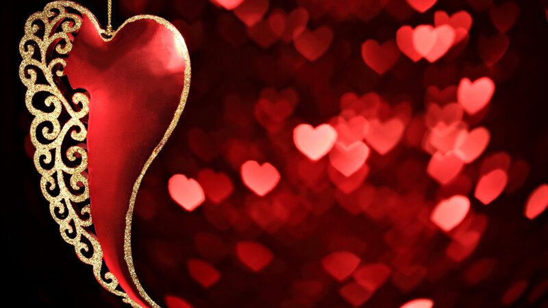 Red Heart Ornament — Romantic, Photograph, Gold Filigree