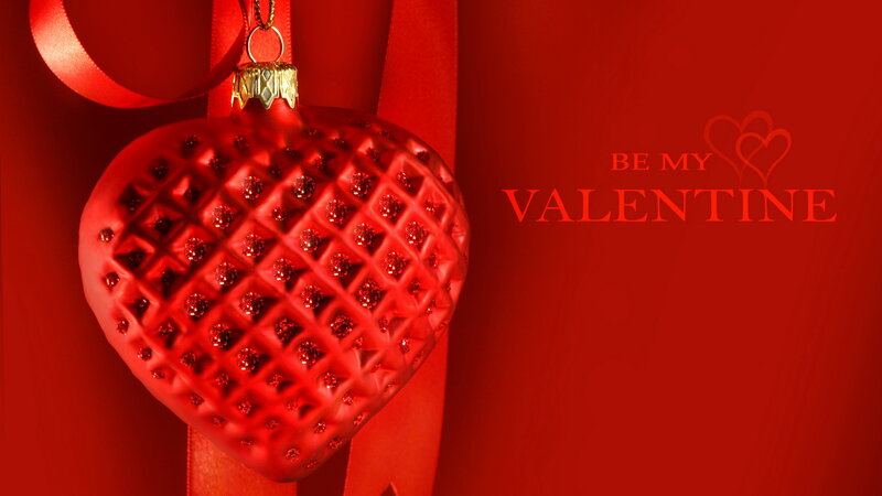 Red Heart Ornament — Romantic, Photograph, Ribbon, Text