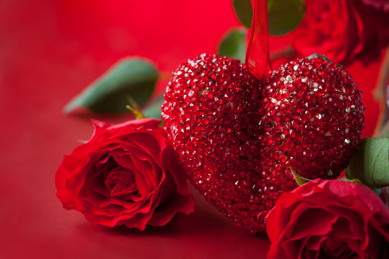 Red Heart Ornament — Romantic, Photograph, Roses
