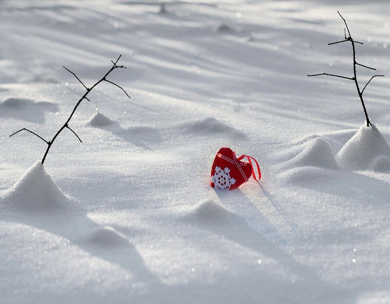 Red Heart Ornament — White