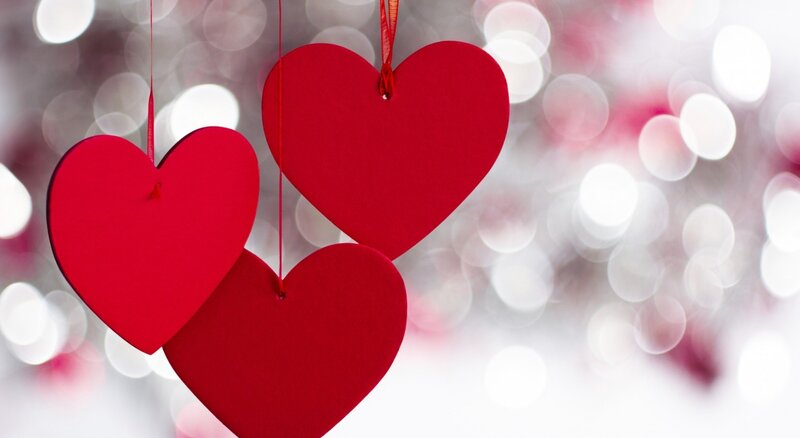 Red Heart Ornaments — Festive, Photograph, String