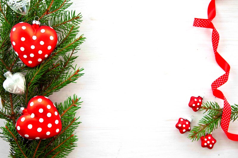 Red Heart Ornaments — Festive, Winter, Photograph