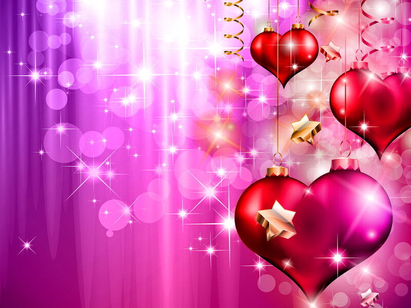 Red Heart Ornaments — Purple