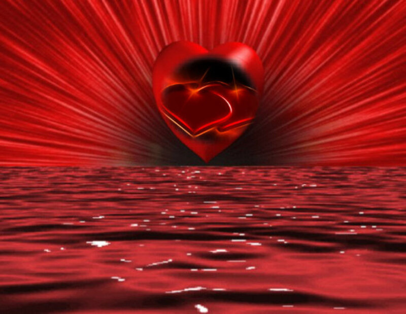 Red Heart over Water — Dramatic