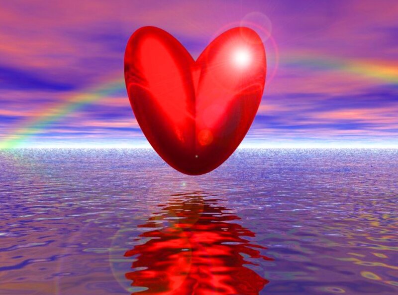 Red Heart over Water — Serene