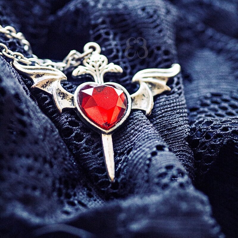 Red Heart Pendant — Black