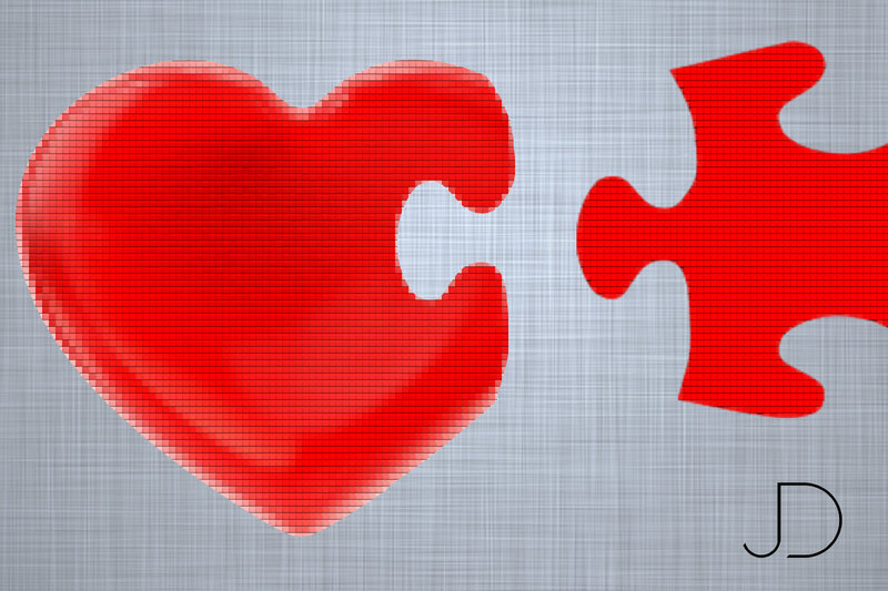 Red Heart Puzzle Piece — Calm
