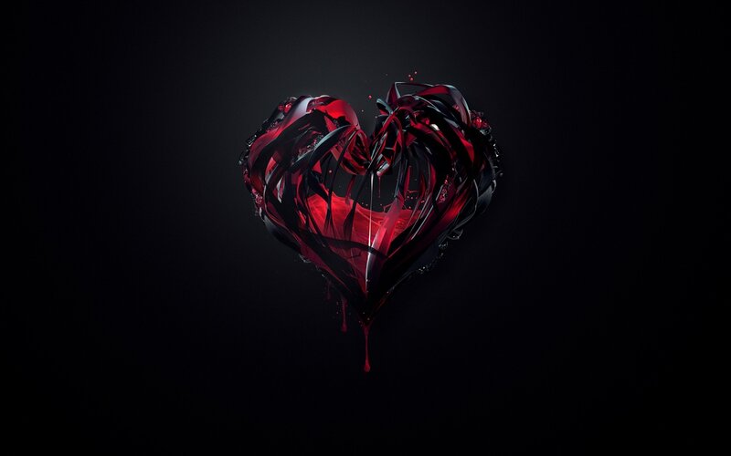 Red Heart Sculpture — Black, Dramatic