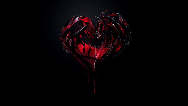 Red Heart Sculpture — Dark, Digital Art
